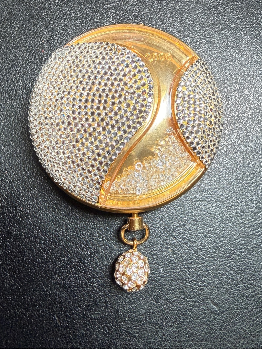 Rare Vtg ESTEE LAUDER GOLDEN MILLENNIUM POWDER COMPACT AUSTRIAN ROCK CRYSTALS